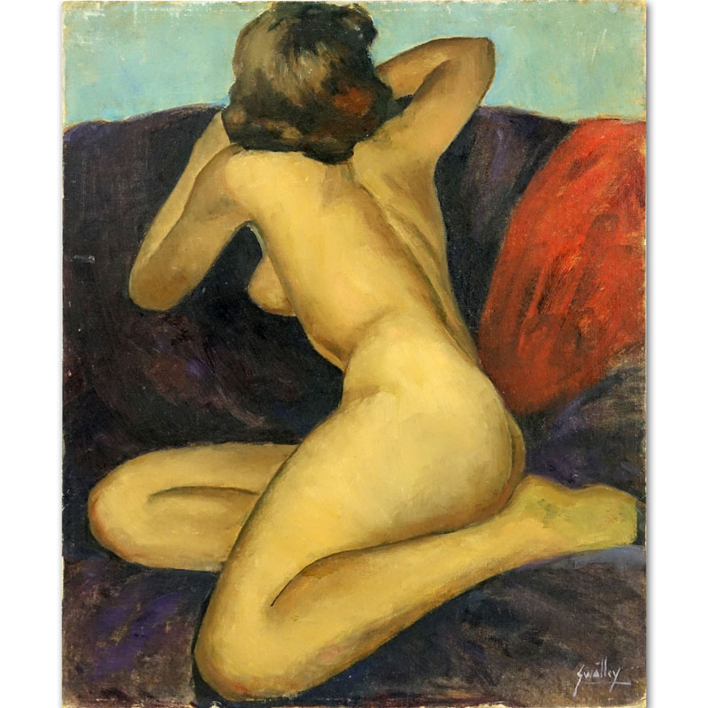 John Swalley, American  (1887-1976)  Oil on Canvas Panel "Posing Nude".