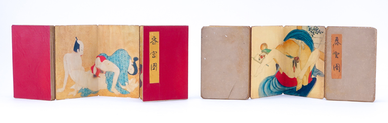 Grouping of Two (2) 19/20th Century Chinese Erotic Scroll Pillow Book.