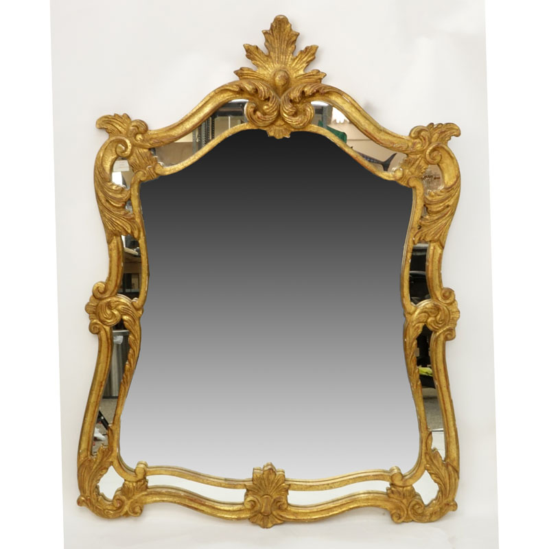 Large Decorative Giltwood Mirror. Probably Italian.