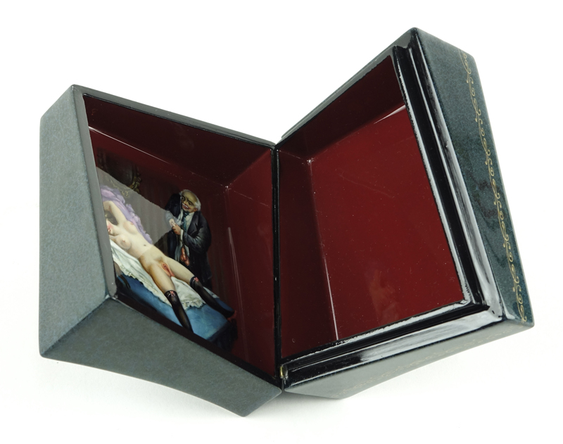 Erotic Russian Lacquer Papier Mache Box.