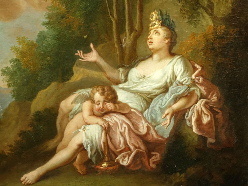 Jacques-Francois Delyen, French (1684 - 1761) Oil on canvas "Apollo & Daphne". 