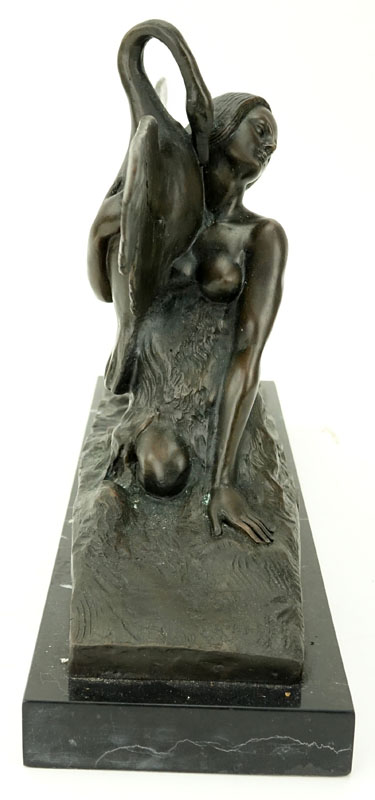 After: Amadeo Gennarelli, Italian (1910-1976) Bronze sculpture on marble base "Leda And The Swan".