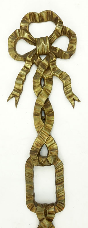Antique French Bronze Ribbon and Bow Applique.