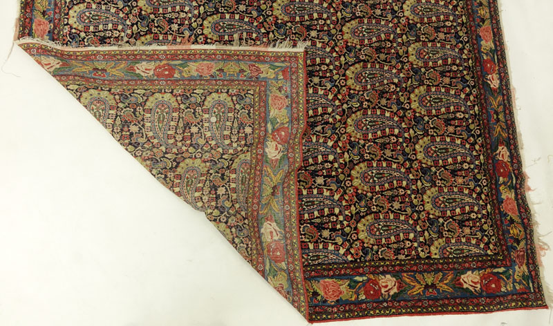 Very Fine Antique Persian Sinnah Silk and Wool Rug with Rare Multi Color Silk Wrap.
