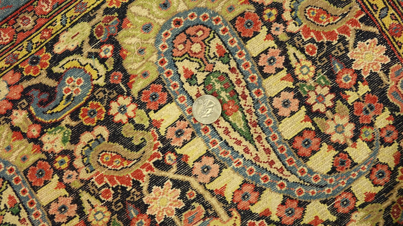 Very Fine Antique Persian Sinnah Silk and Wool Rug with Rare Multi Color Silk Wrap.