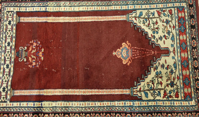 Semi-Antique Turkish Prayer Rug.