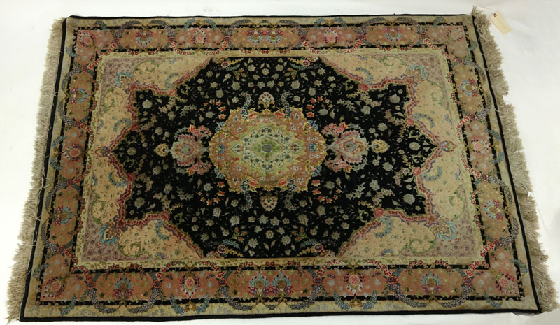 Semi-Antique Persian Floral Tabriz Style Rug.