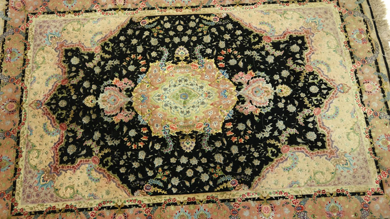 Semi-Antique Persian Floral Tabriz Style Rug.