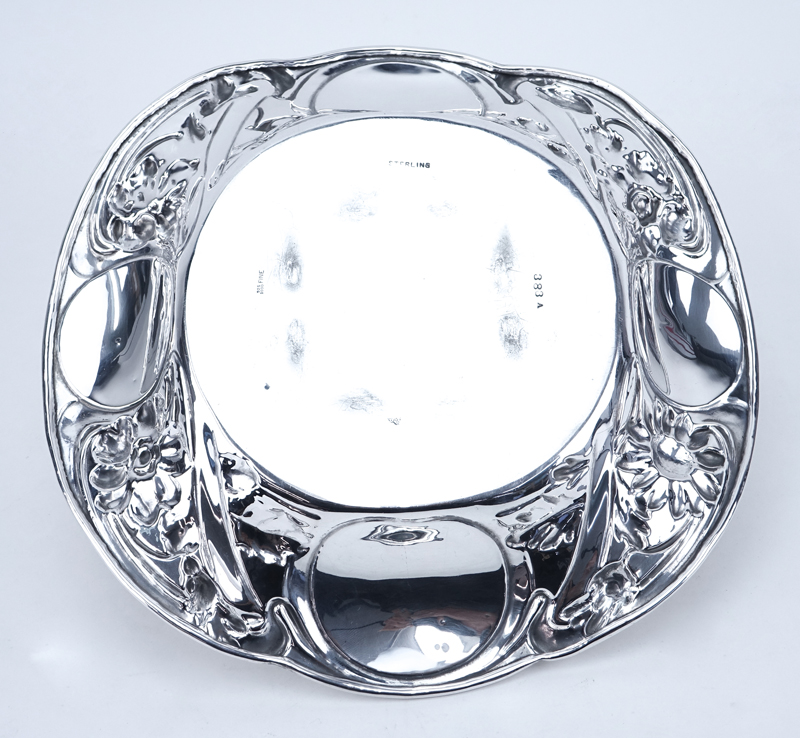 Mauser Mfg. Co. (1887-1903) Art Nouveau Sterling Peony Relief Dish.