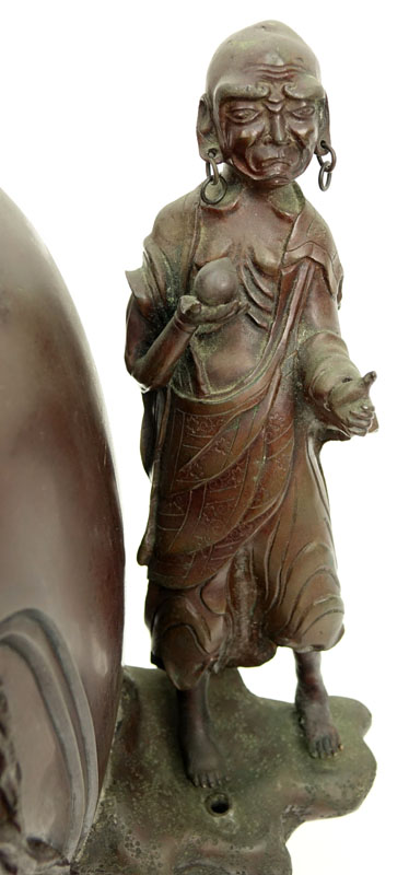 19th Century Japanese Bronze High Relief Figural Urn.