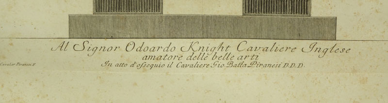 After: Giovanni Battista Piranesi, Italian (1720-1778) "Al Signor Odoardo Knight Cavaliere Inglese".