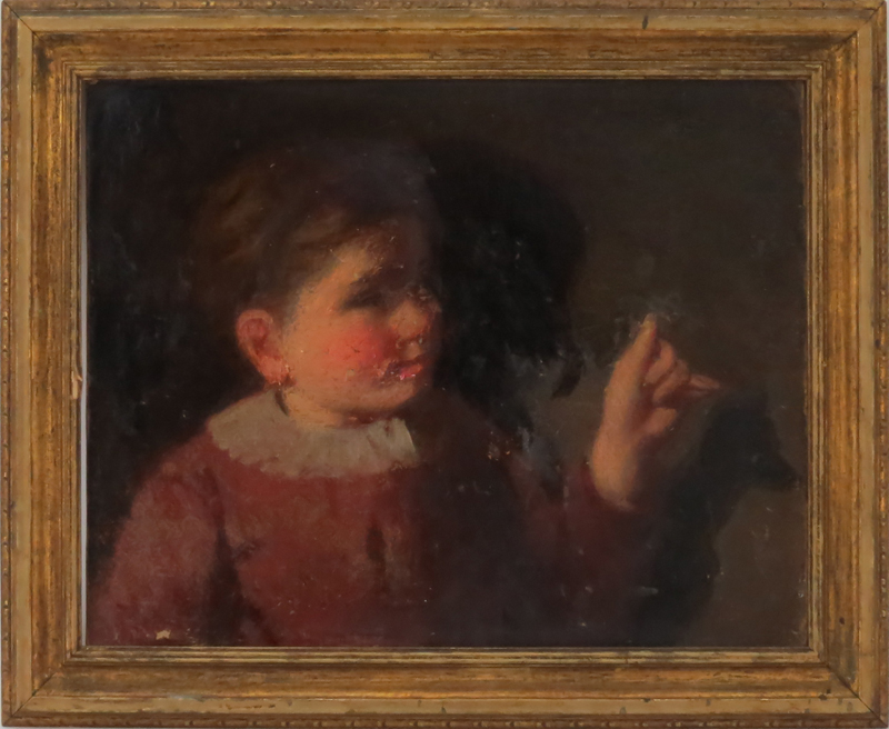 Style of Old Master 19th Century "Hand Shadows" Oil on Artist Board. 