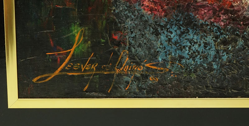 Lesver De Quiros, Cuban  (born 1983) Oil on Canvas "Harlequins" Signed Lower Left.