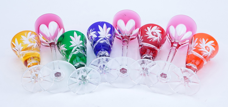 Collection of Eight (8) Color Crystal Glassware.