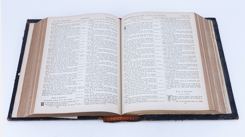19th Century Leather Bound German Die Heilige Schrift Illustrated Bible.