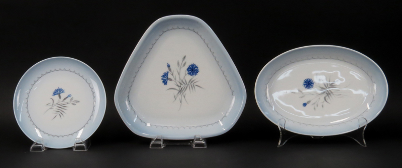 Sixty Two (62) Bing & Grondahl Porcelain Cornflower Blue Edge Dinnerware.