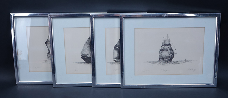 James Clary, American (20th C) Collection of four (4) Nautical Etchings.