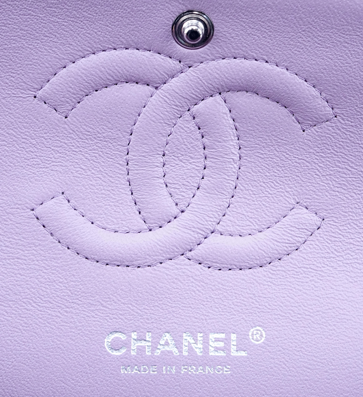 Chanel Lavender Quilted Lambskin Leather Classic Double Flap Bag.