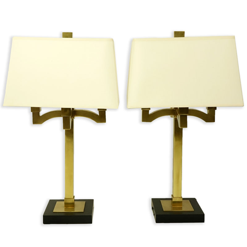 Pair of Modern Brass 4 Arm Candelabras Style Lamps.