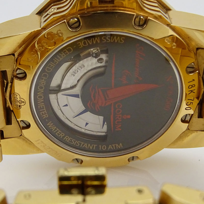 Man's Corum 18 Karat Yellow Gold and Carbon Fibre Admiral's Cup Bracelet Watch.