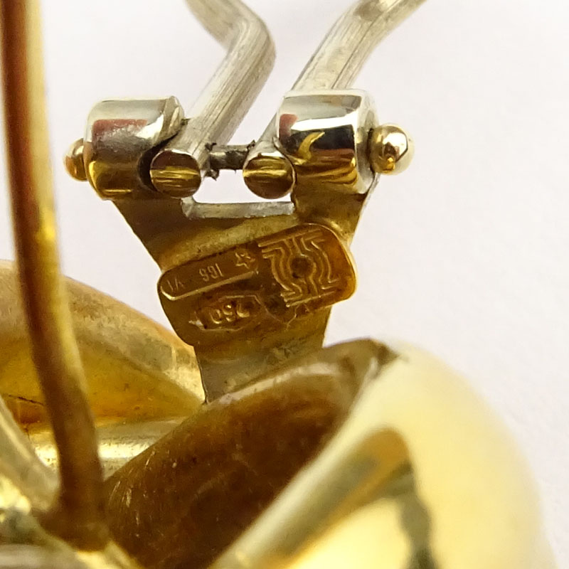 Vintage Italian 18 Karat Yellow Gold Concentric Ring Design Earrings.