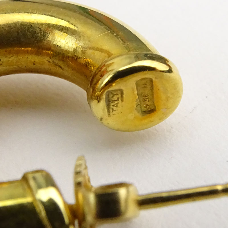 Yellow Gold and Enamel Hoop Earrings with Detachable Ball Pendant.