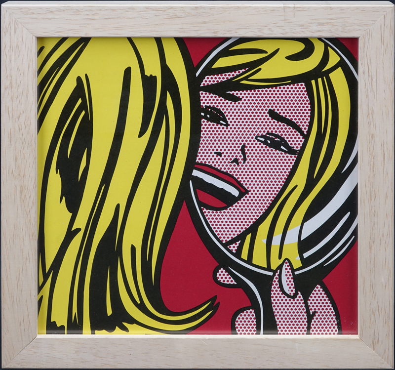 After: Roy Lichtenstein, American (1923-1997) Color lithograph "Girl With Mirror". 