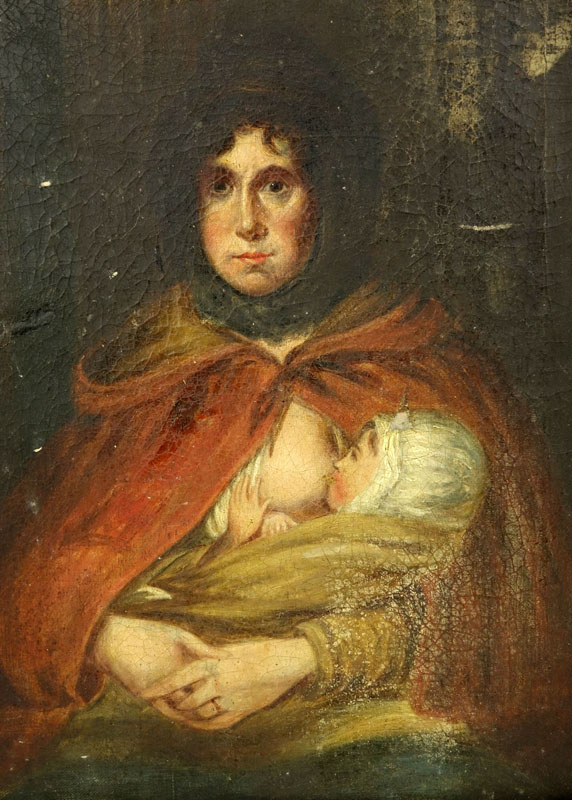 19th Century Oil On Canvas "The Wet Nurse". 