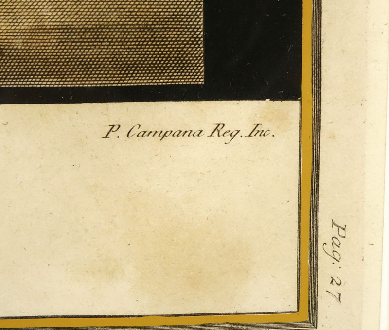 After: Giorgio Morghen 18th Century Due Palmi Napolitani Color Engraving.