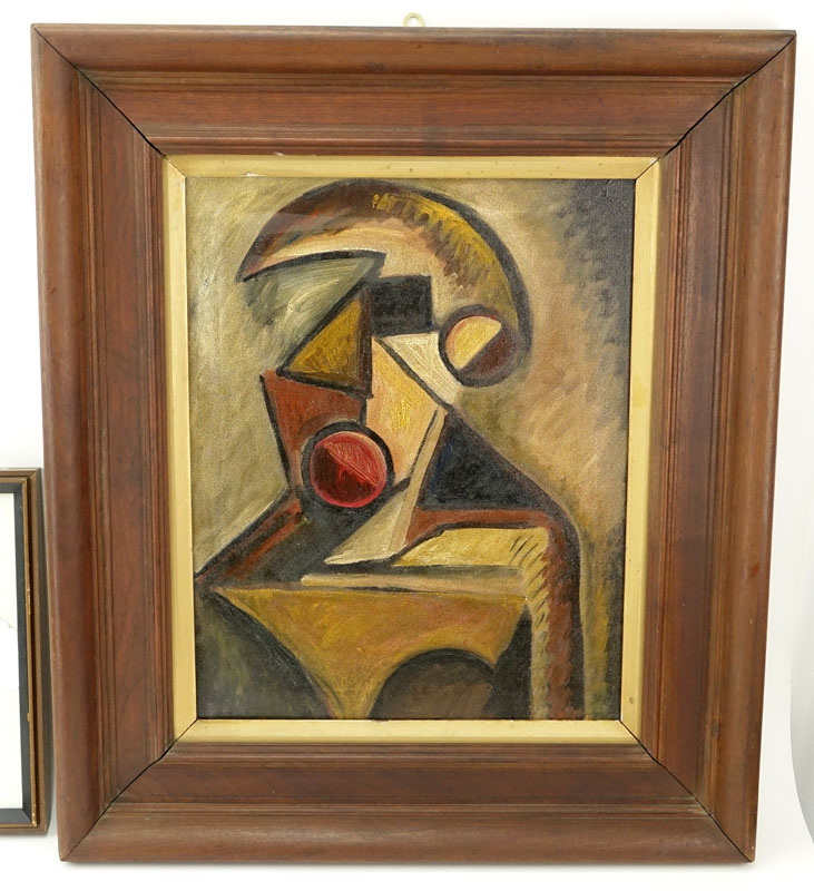 20th Century European School Oil On Canvas  "Cubist Composition". 