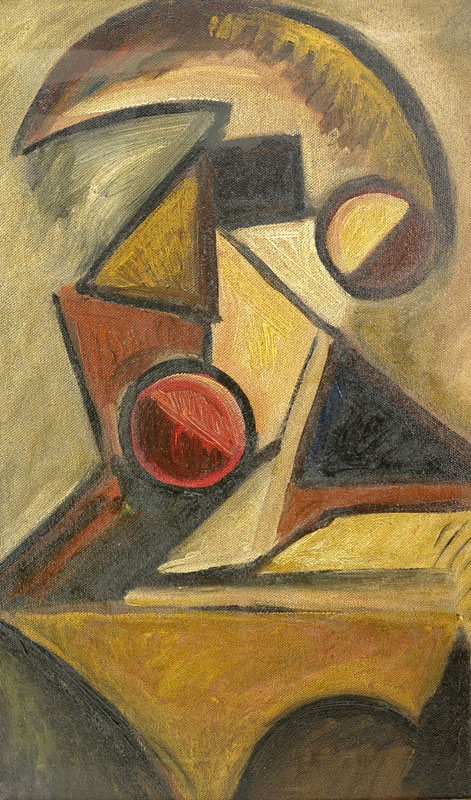 20th Century European School Oil On Canvas  "Cubist Composition". 