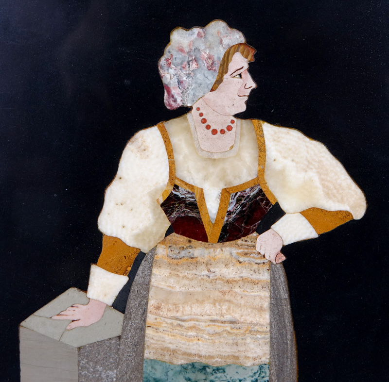 Vintage Pietra Dura Plaque. "Standing Woman".