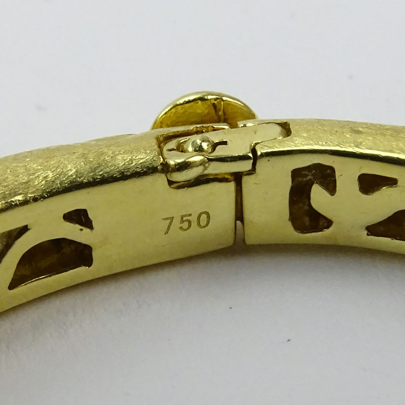 Vintage 18 Karat Yellow Gold Bangle Bracelet set with Approx. .25 Carat Round Cut Diamonds.