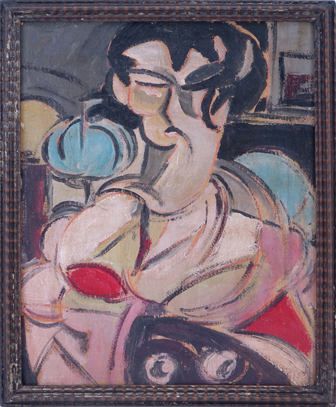 1930's Oil On Card "Abstract Portrait Of A Woman". 
