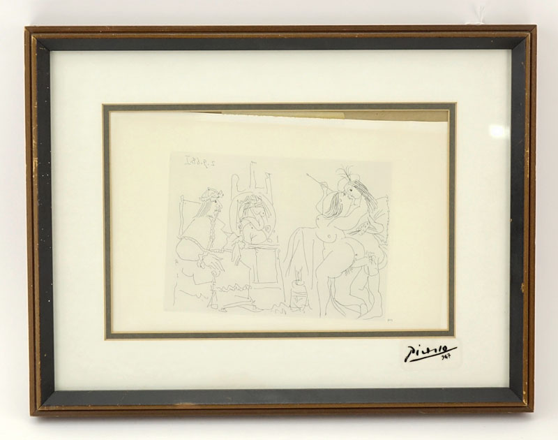 After: Pablo Picasso, Spanish (1881-1973) Rafael y la Fornarina XI Series 347 Erotic Gravure. 