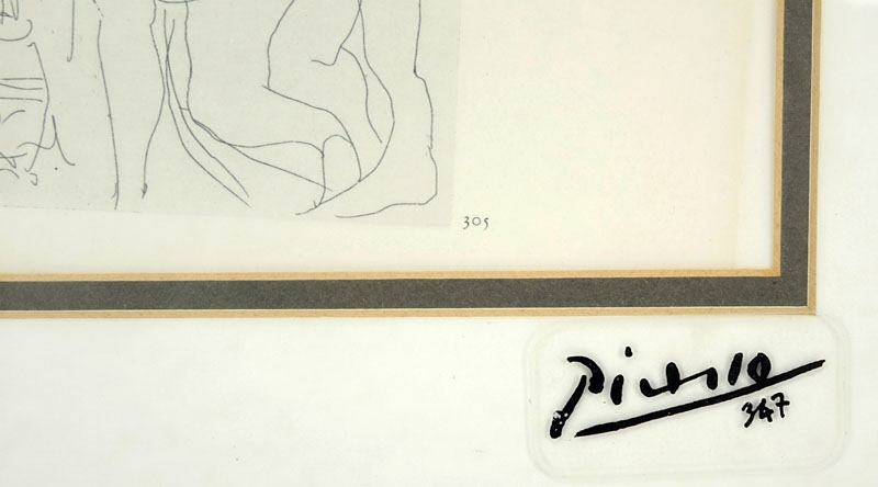 After: Pablo Picasso, Spanish (1881-1973) Rafael y la Fornarina XI Series 347 Erotic Gravure. 