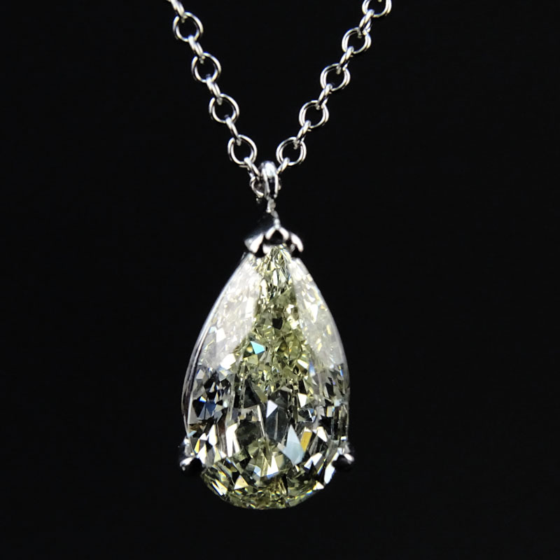 Vintage Approx. 1.96 Carat Pear Shape Diamond Solitaire Pendant Necklace.