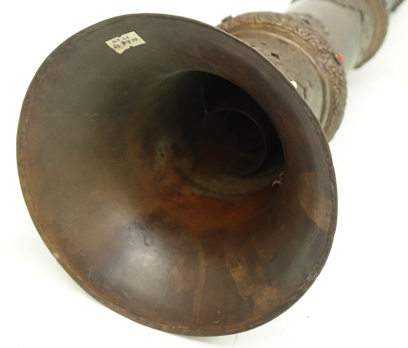 Tibetan Repousse Brass Rag Dung Trumpet Horn.