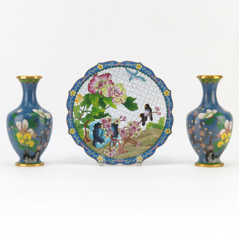 Grouping of Three (3) Chinese Cloisonné Enamel Tableware.