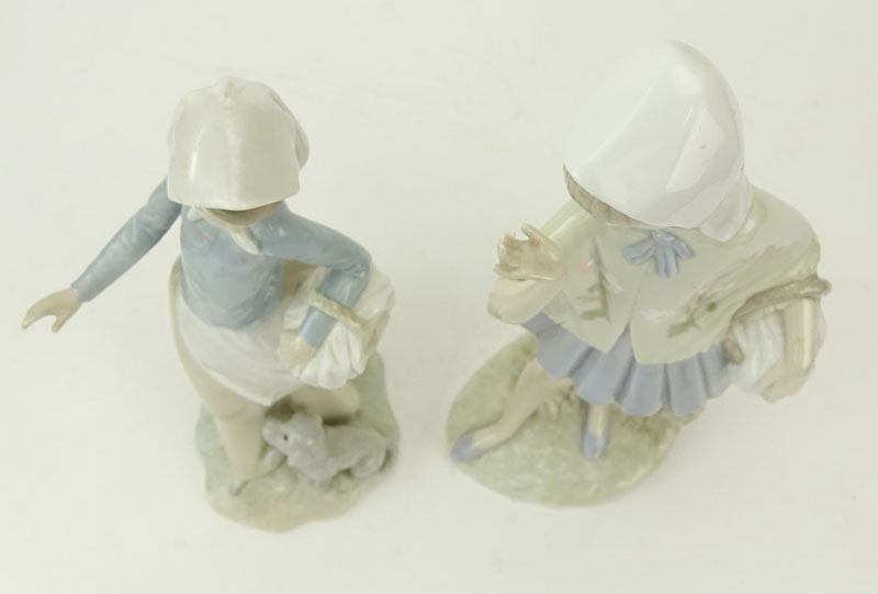 Two (2) Zephir Lladro Style Glazed Porcelain Figurines.