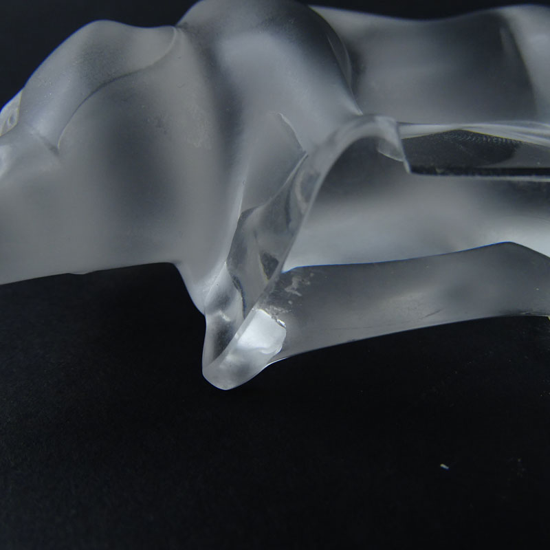 Three (3) Lalique Crystal Animals. 2 pigs, 1 owl. signed (1 pig is unsigned). 