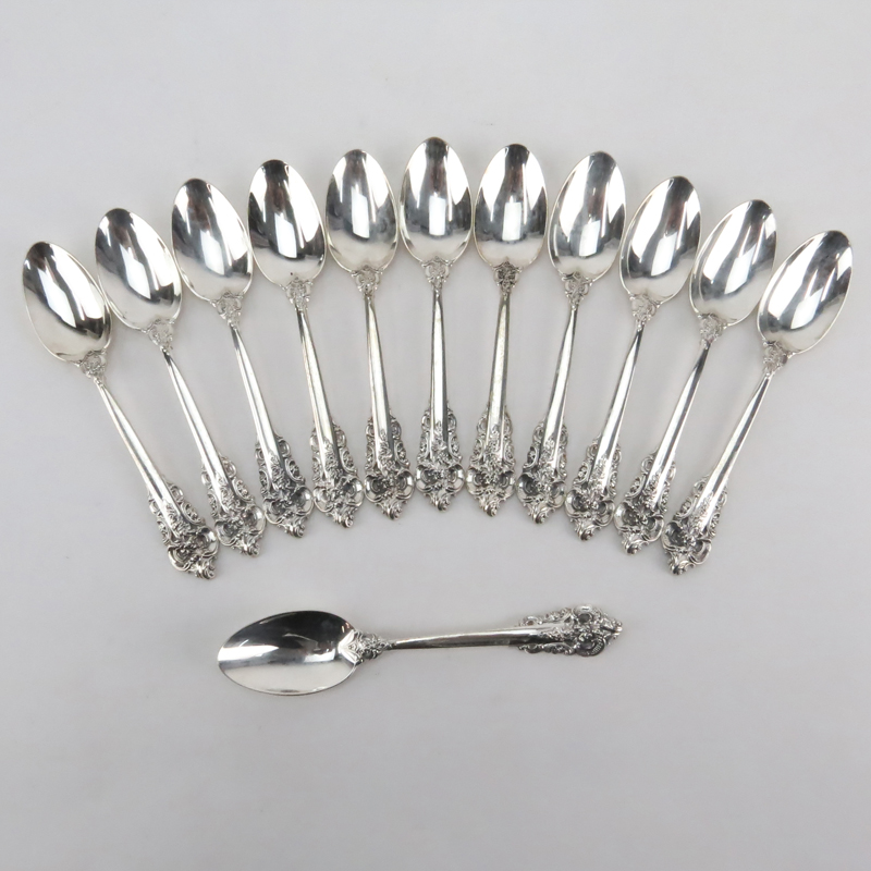 Set of Twelve (12) Wallace "Grand Baroque" Sterling Silver Oval/Place Spoons.