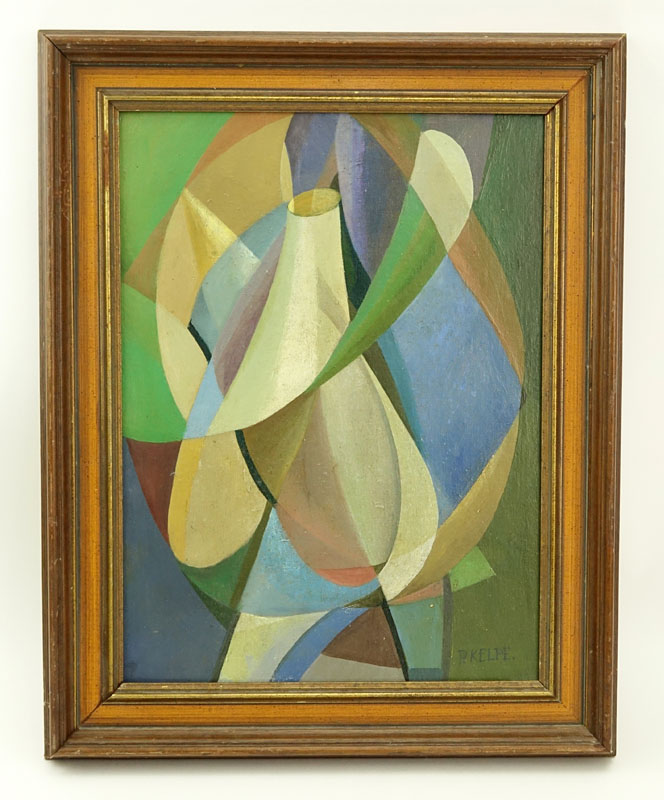Paul Kelpe, German/American (1902-1985) Abstract Cubist Oil on Canvas Panel Signed Lower Right. 