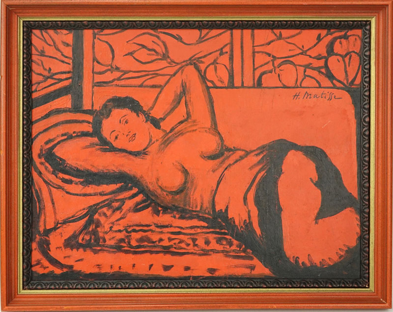 Signed H. Matisse Oil on Artist Board, Nude. 