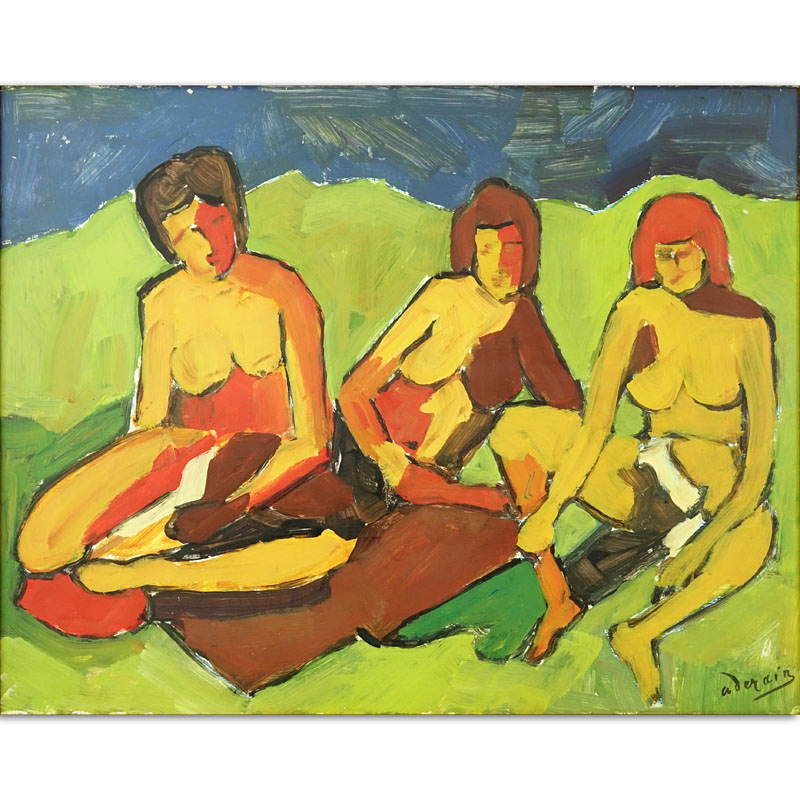 Attributed to: André Derain, French (1880-1954) Oil on Panel, Nudes in Landscape. 