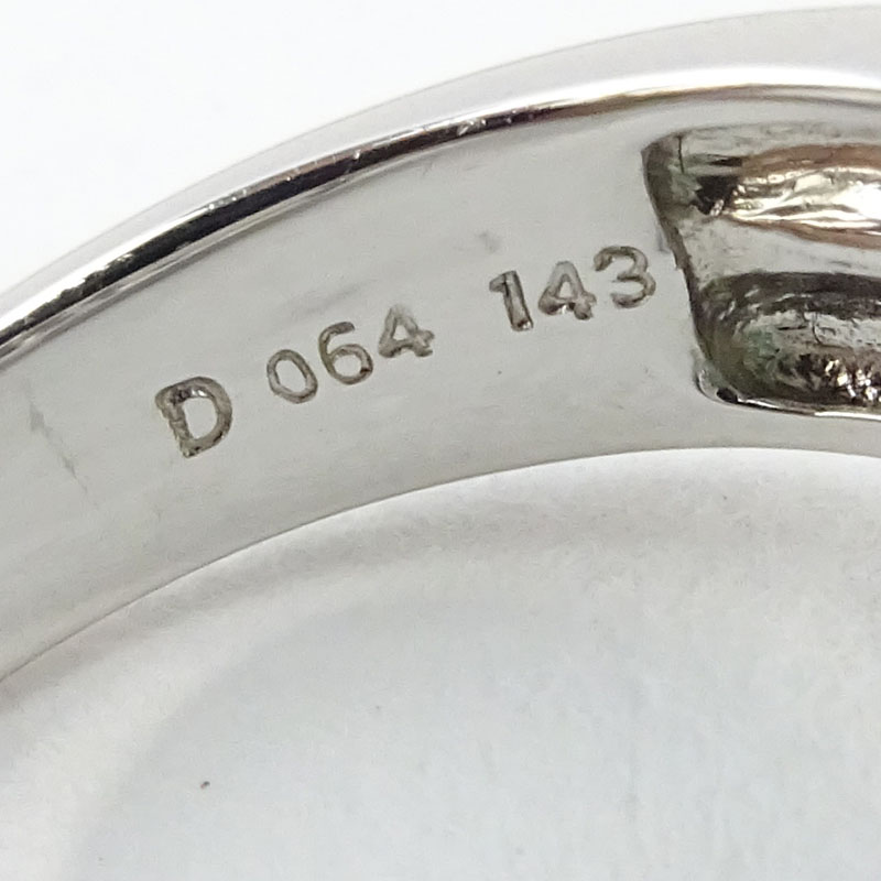 Approx. 1.43 Carat Cabochon Emerald, .64 Carat Diamond and 18 Karat White Gold Ring. 