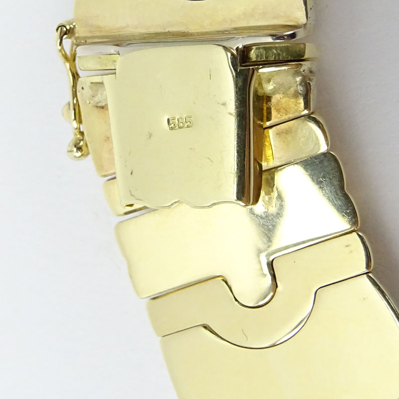 Vintage Approx. 3.60 Carat Pave Set Diamond and 14 Karat Yellow Gold Flat Choker Necklace.