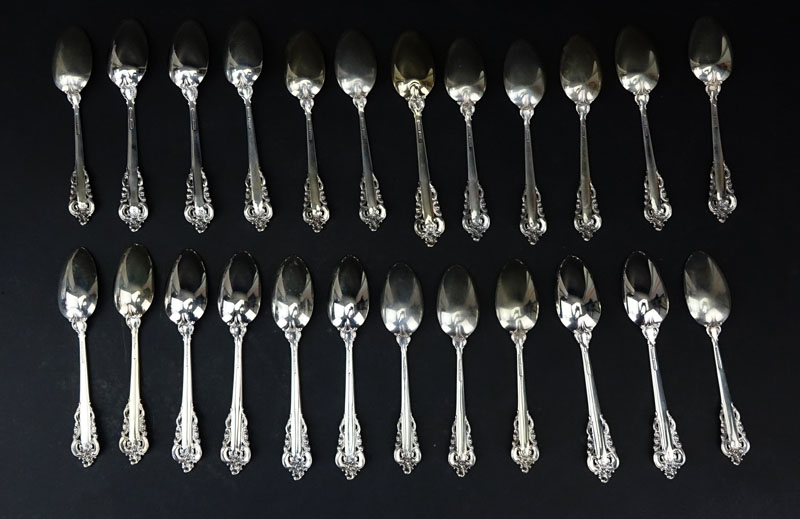 Set of Twenty Four (24) Wallace "Grand Baroque" Sterling Silver Youth Five O'clock Spoons. 