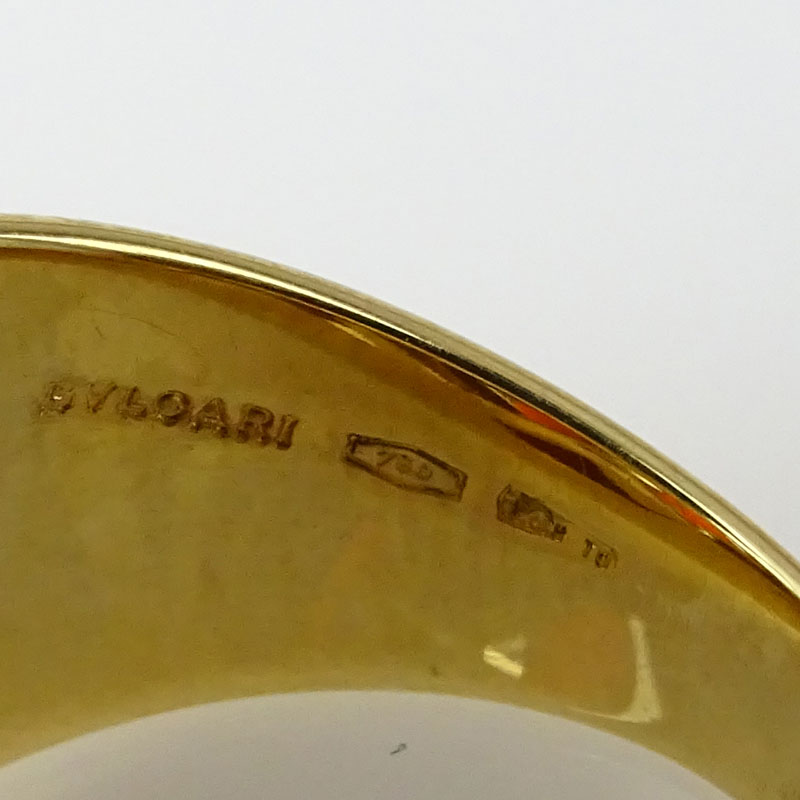 Vintage Bulgari 18 Karat Yellow Gold and Carved Carnelian Ring.