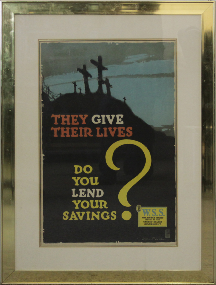 Horace Devitt Welsh, American (1888-1942) Original 1918 "They Give Their Lives" American World War I Propaganda Poster.